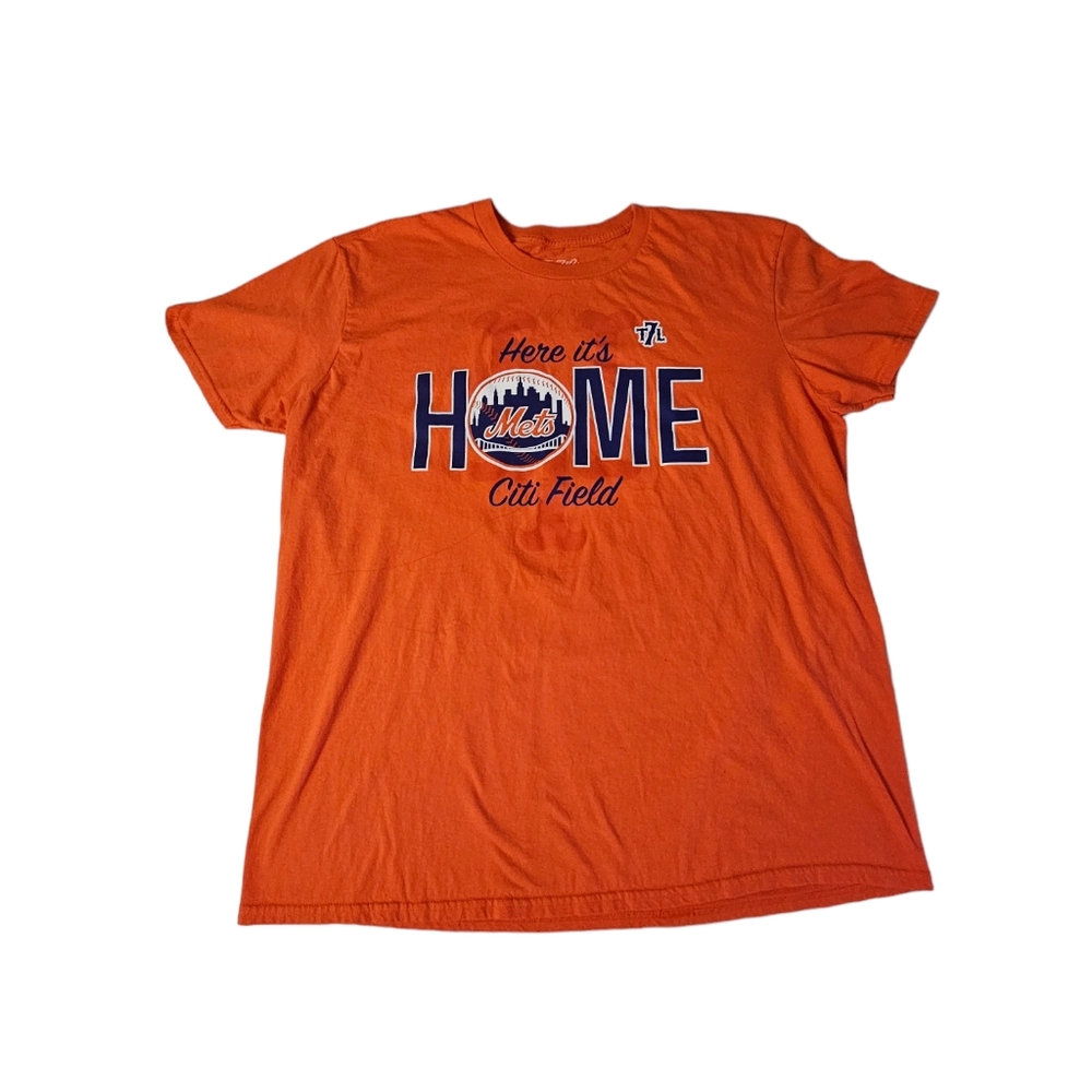 New York Mets MLB Baseball Home Citi Field the 7 line Orange Shirt Men's size XL